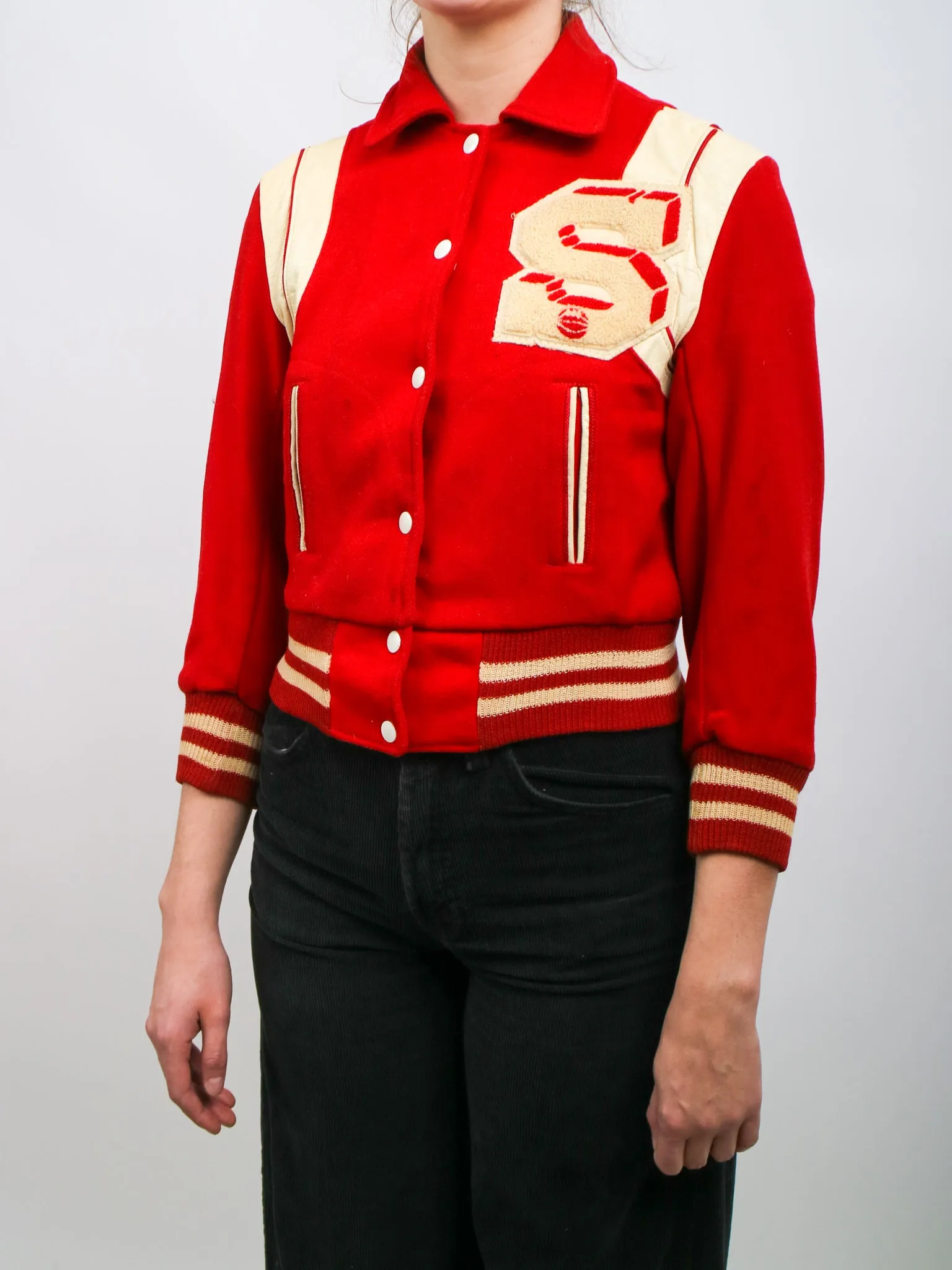 1950s/early 60s Red and White Athletic Bomber Jacket