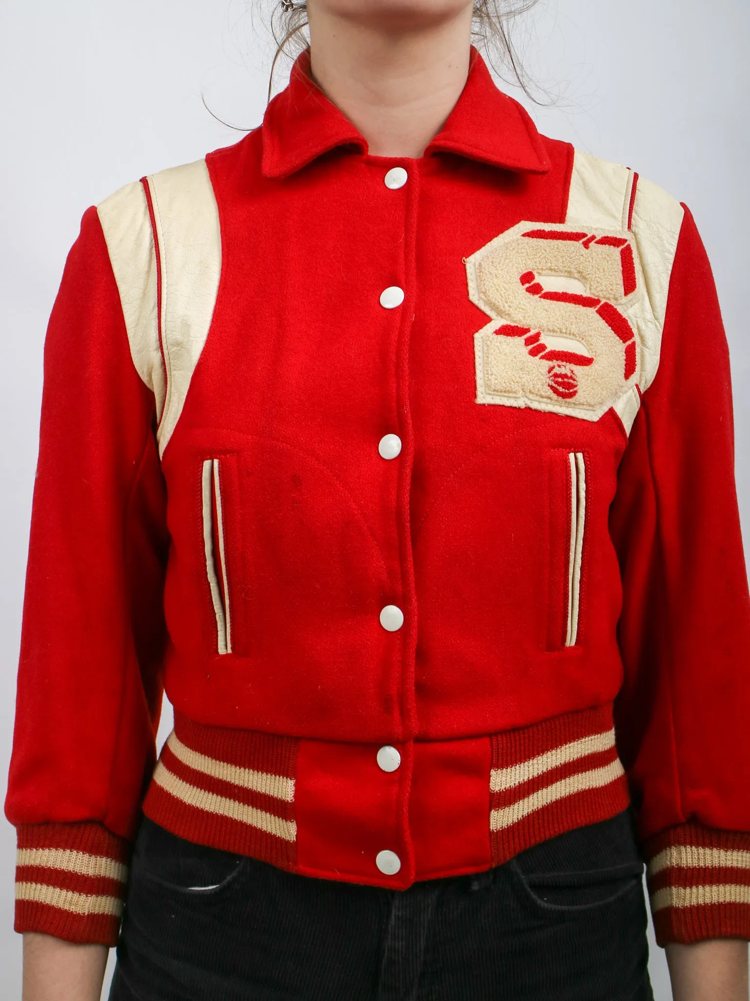 1950s/early 60s Red and White Athletic Bomber Jacket