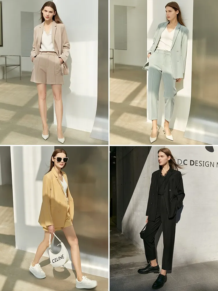 2024 Suit Office Lady Blazer  Women Lace Vneck Tanks High Waist Women Pants Shorts