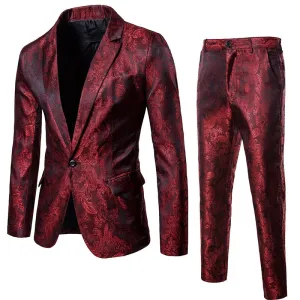 Aidase (Jackets   Pants) Men Business Casual Slim Suit Sets Fashion printed Tuxedo Wedding formal dress Blazer stage performances Suit