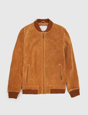 Bellfield Plato Suede Bomber Jacket - Tan