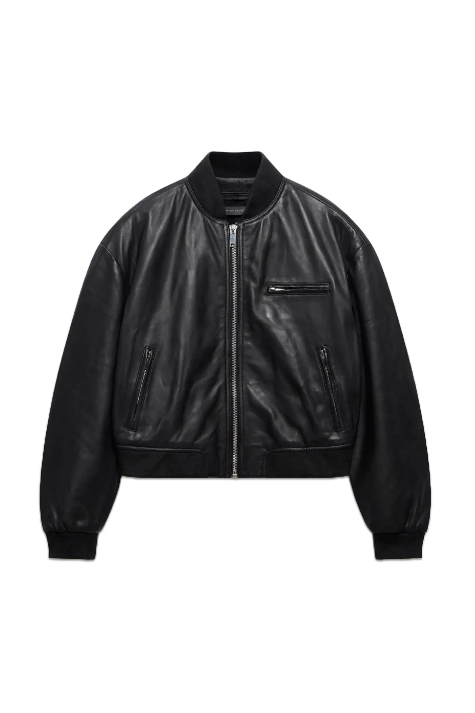 Black Leather Bomber Jacket