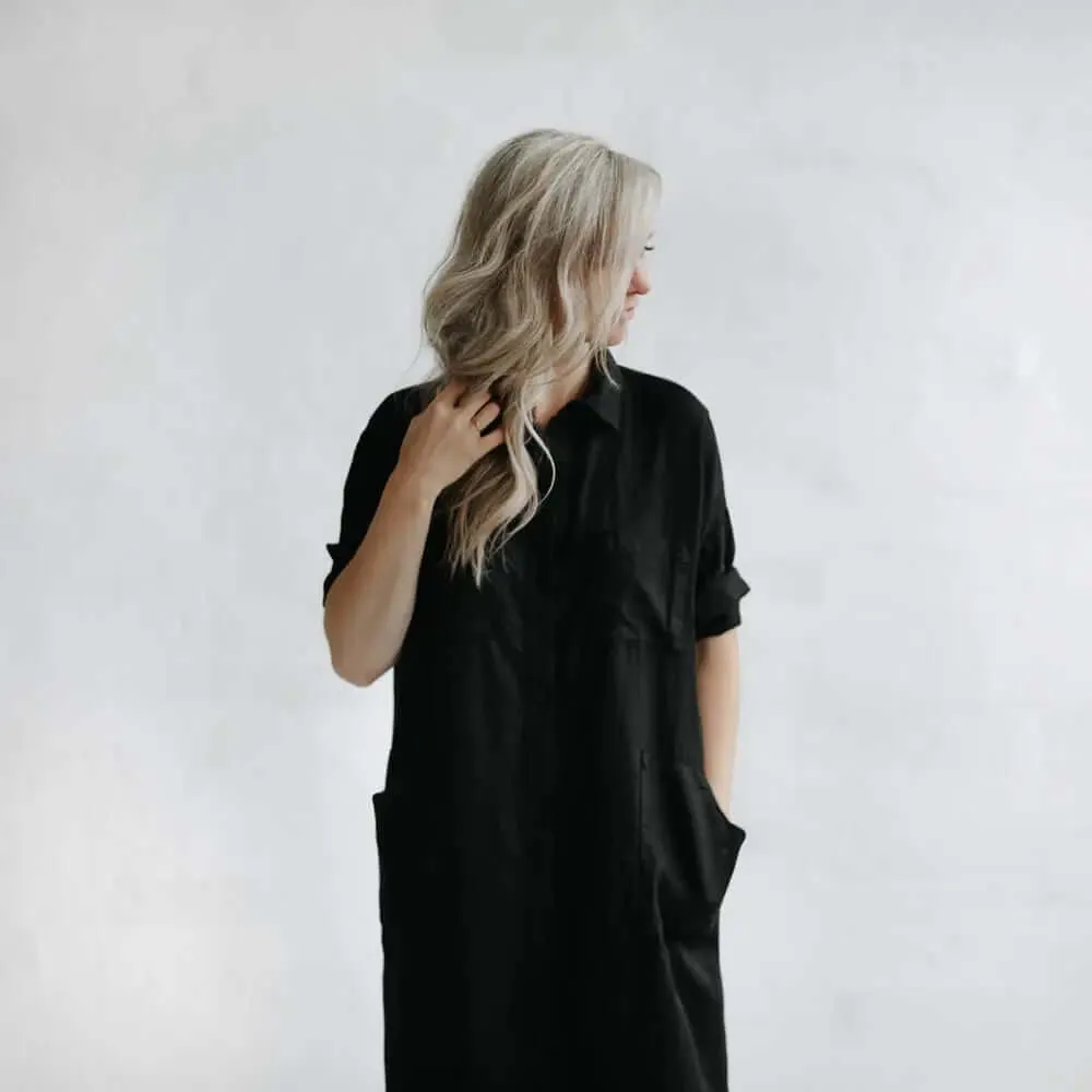 Black Maxi Linen Shirt-Dresses by Seaside Tones