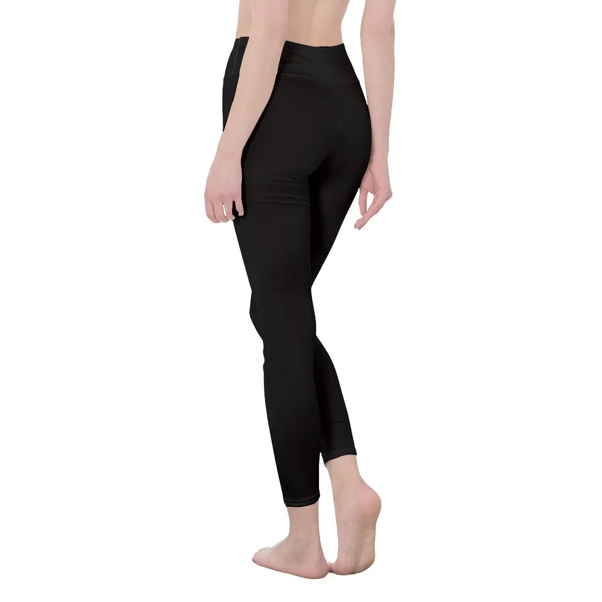 Black Women's High Waist Leggings | Side Stitch Closure