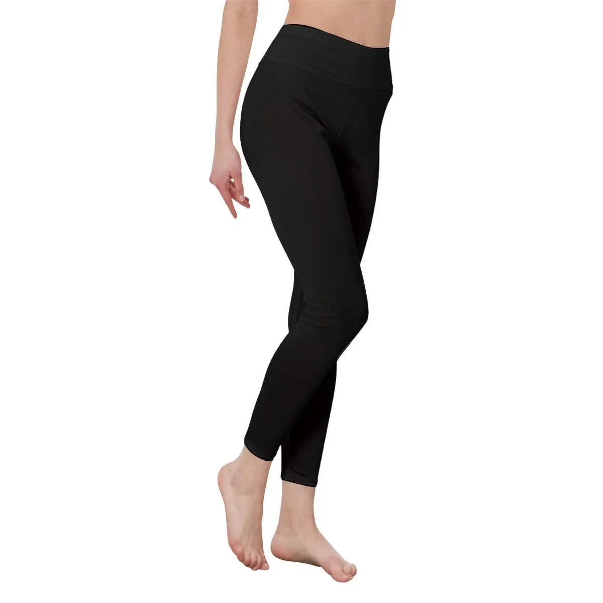 Black Women's High Waist Leggings | Side Stitch Closure