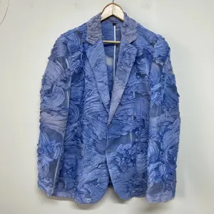 Blue Three-Dimensional Floral Blazer