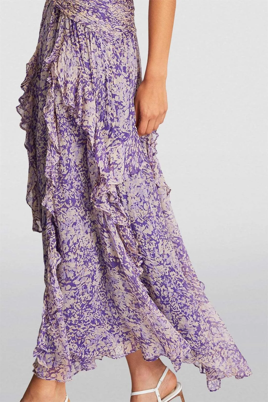 Cassandra Ruffled Pleated Maxi Dress