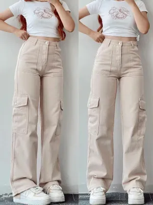 Casual Wide Leg Streetwear Pants with Pockets