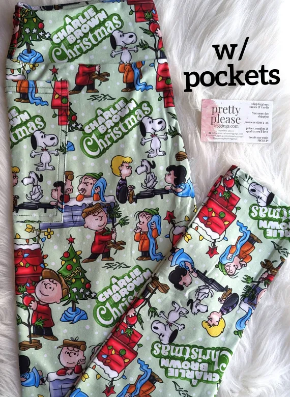 Charlie Brown Christmas Super SOFT Luxe Leggings Peanuts Snoopy Plus OS TC rts