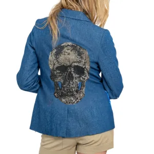 Crystal Skull Blazer - Denim