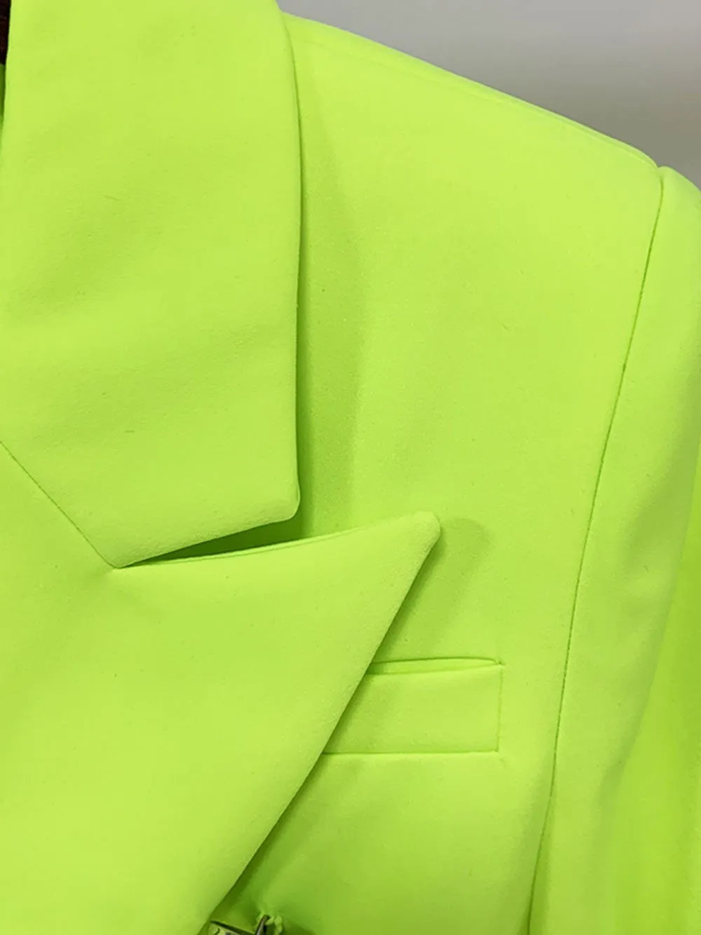 Double Breasted Blazer in Fluorescent Yellow