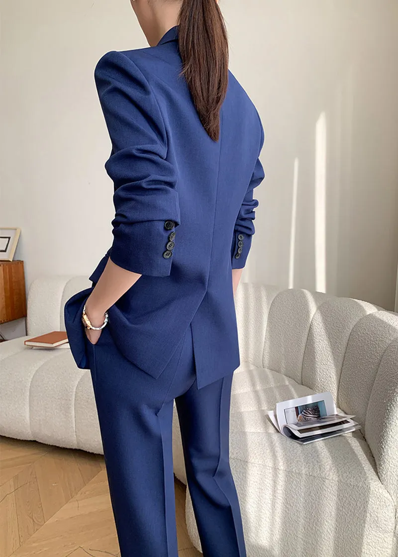 Double Breasted Blazer Wide Pants Suit Two-Piece Set