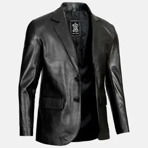 Double Button Refined Men leather Blazer