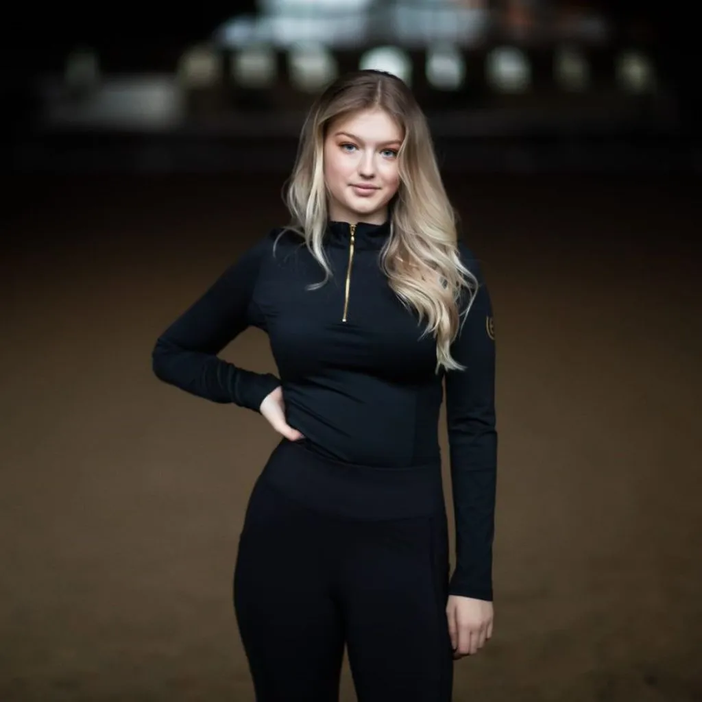 Equestrian Stockholm Long Sleeved Vision Top Black Gold