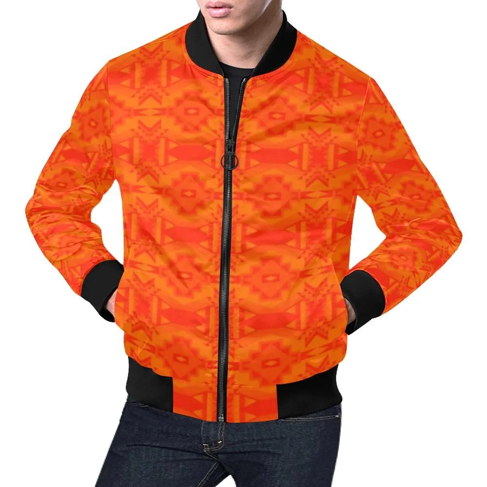 Fancy Orange Feather Directions Bomber Jacket for Men