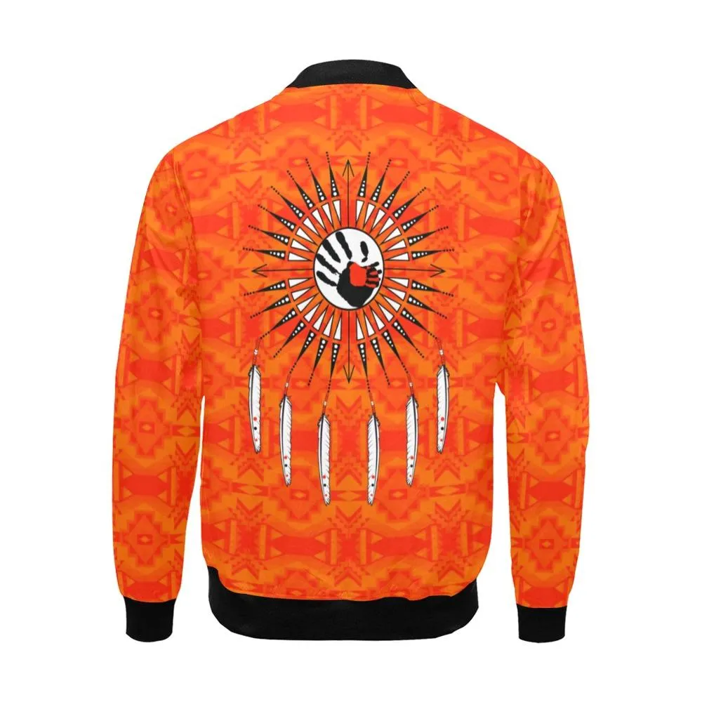 Fancy Orange Feather Directions Bomber Jacket for Men