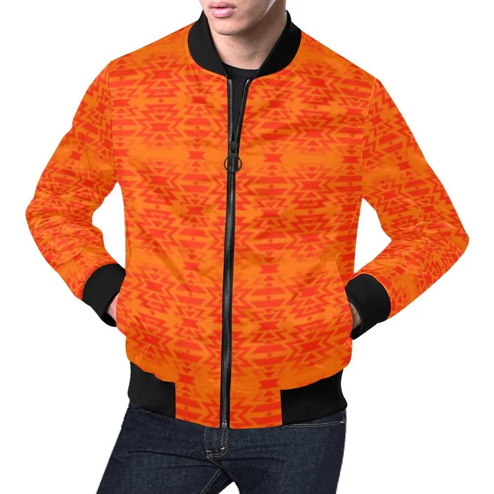 Fire Colors and Turquoise - Orange Bomber Jacket for Men