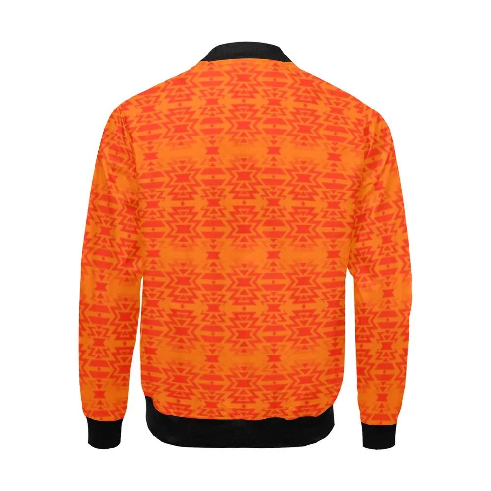 Fire Colors and Turquoise - Orange Bomber Jacket for Men