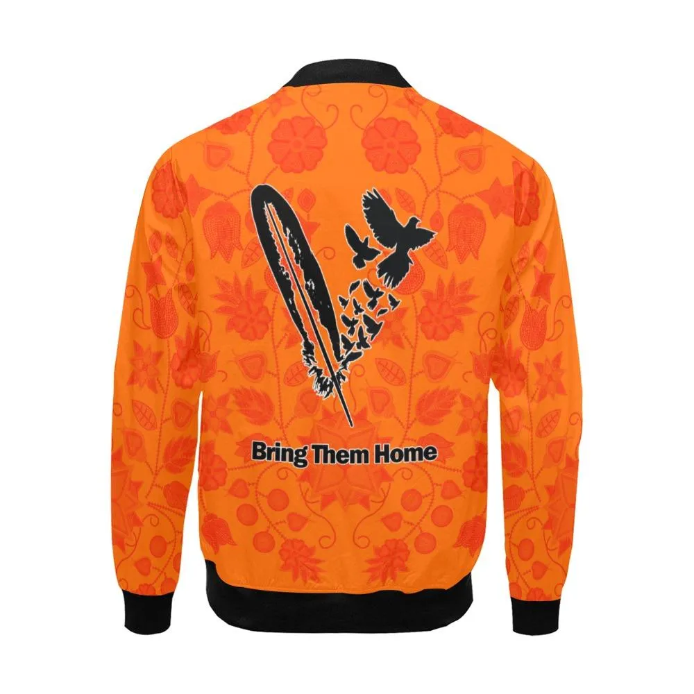 Floral Beadwork Real Orange Bring Them Home Bomber Jacket for Men