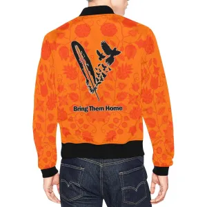 Floral Beadwork Real Orange Bring Them Home Bomber Jacket for Men