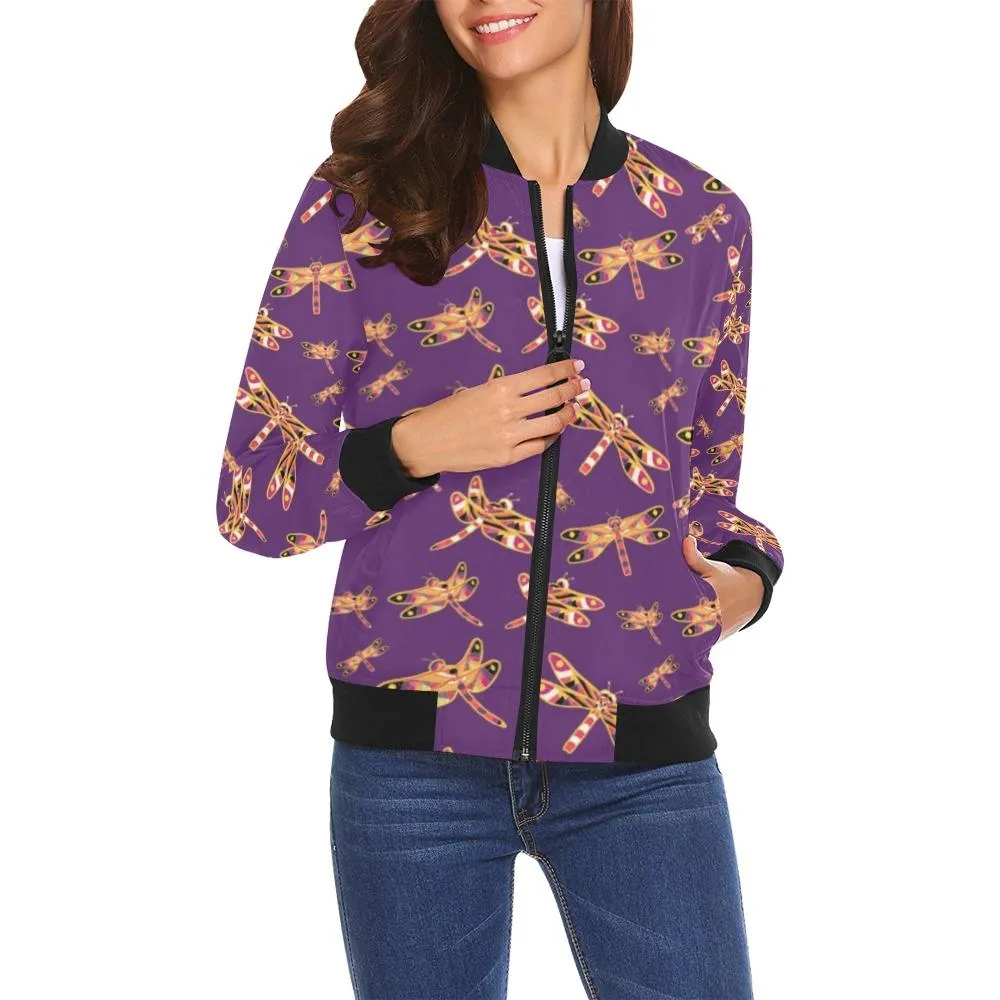 Gathering Yellow Purple Bomber Jacket for Women