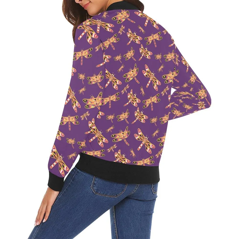 Gathering Yellow Purple Bomber Jacket for Women