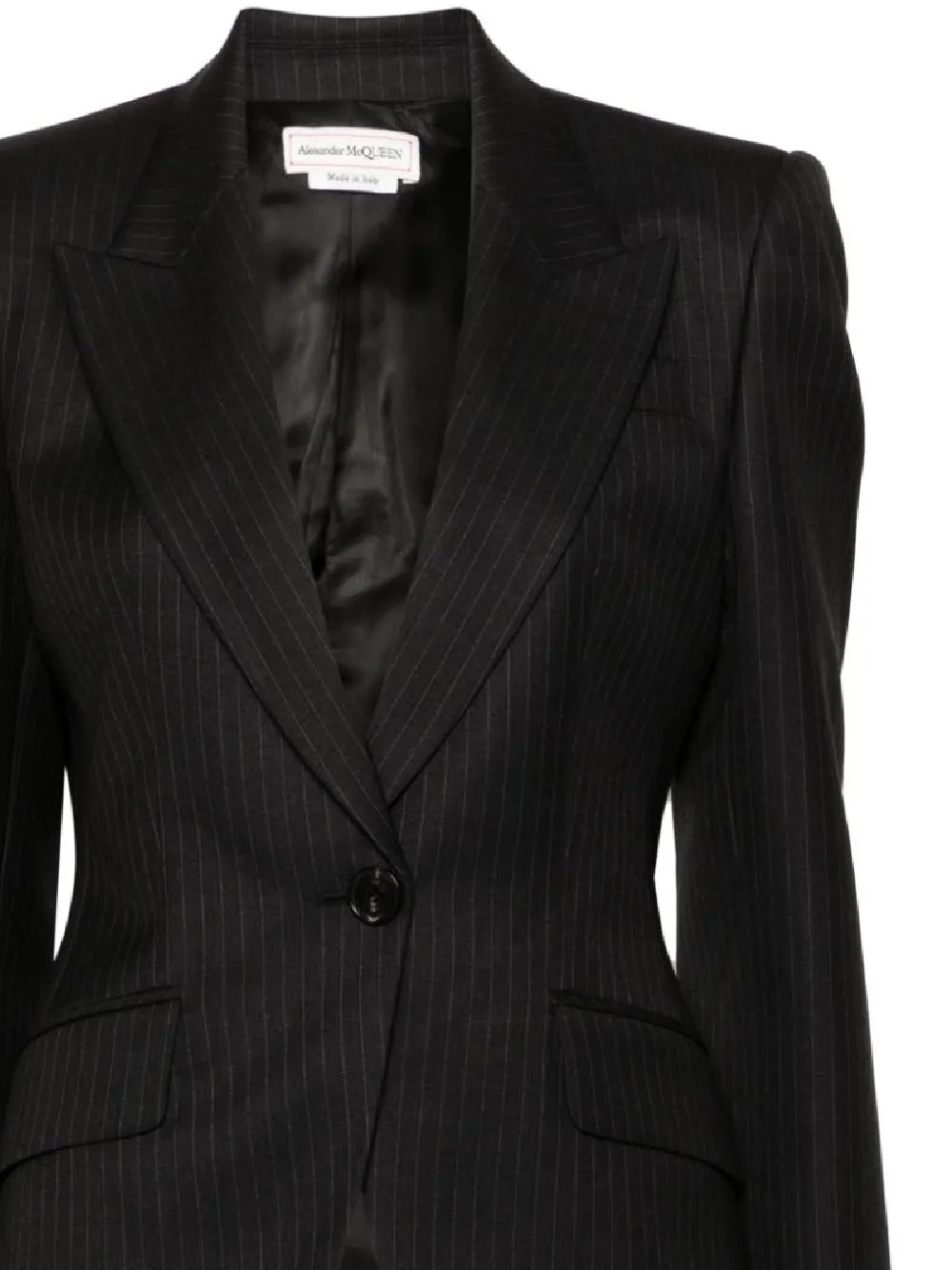 Grey Pinstripe Wool Jacket with Lapels