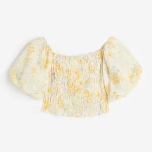 H&M Open-backed Rib-knit blouse, light yellow