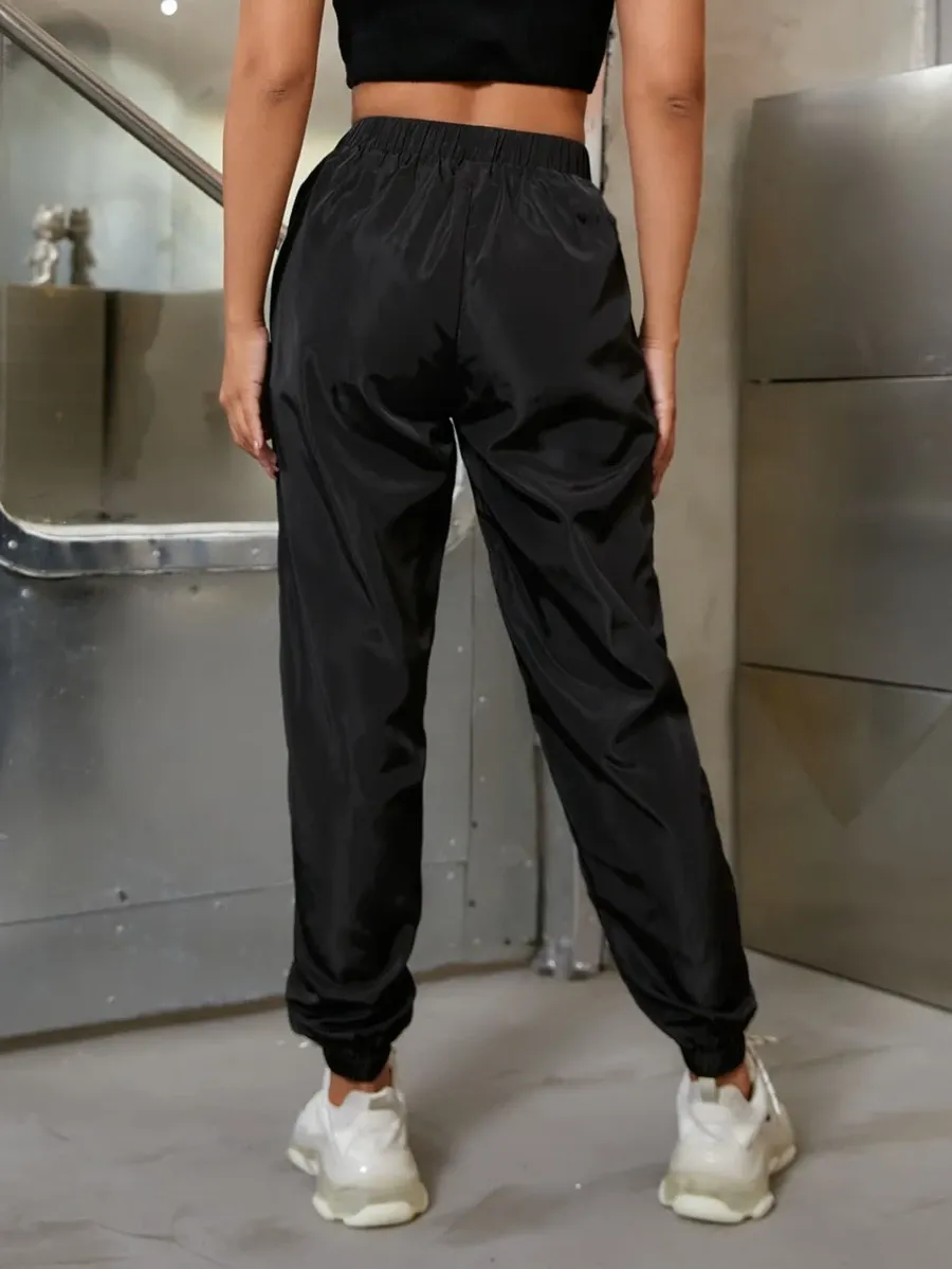 High Waist Slant Pocket Tapered Pants