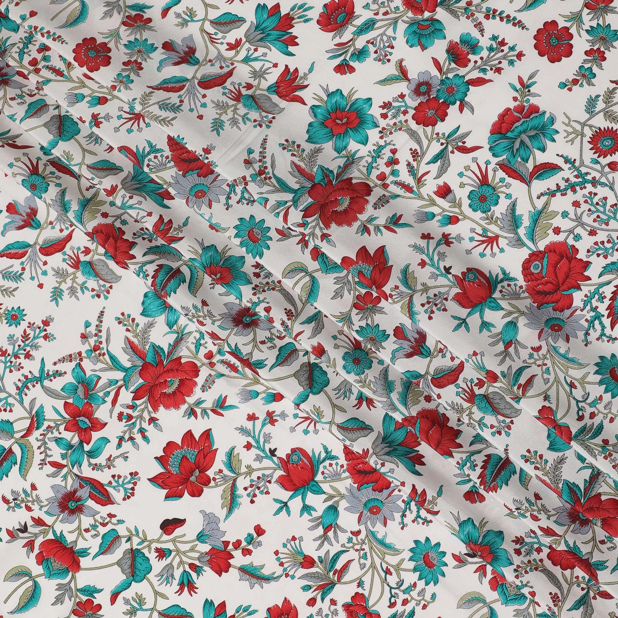 Ivory Premium pure silk crepe fabric with multicolor print in floral design-D16695