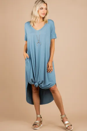 Just What You Wanted Ash Blue Midi Dress