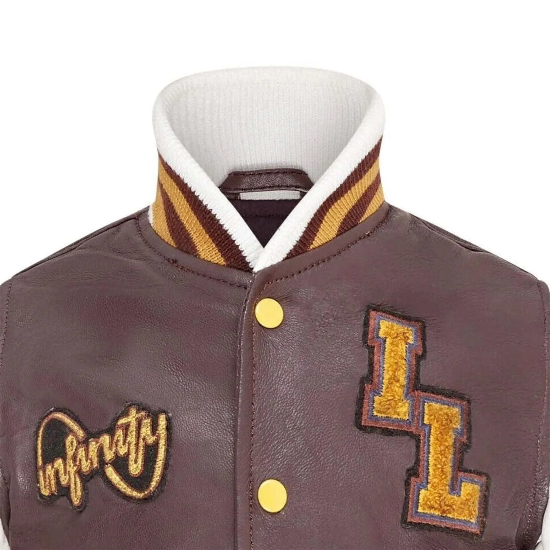 Kids Burgundy Genuine Leather Bomber Jacket Baseball Letterman Coat