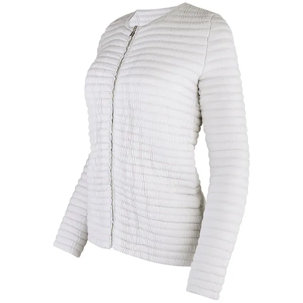 Knitted Zip Bomber Jacket in Alabaster