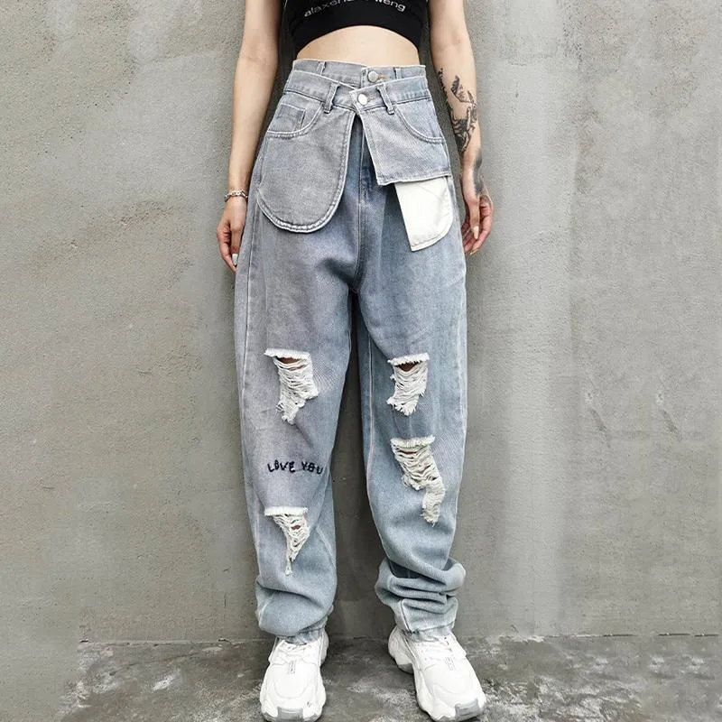 Kuma High Waist Ripped Denim Pants