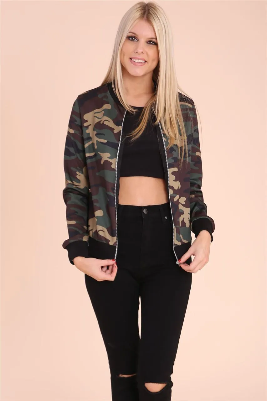 Ladies Army camo style bomber jacket