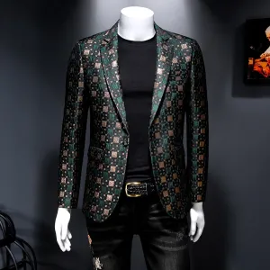 Lattice Grid Pattern Multicolor Blazer