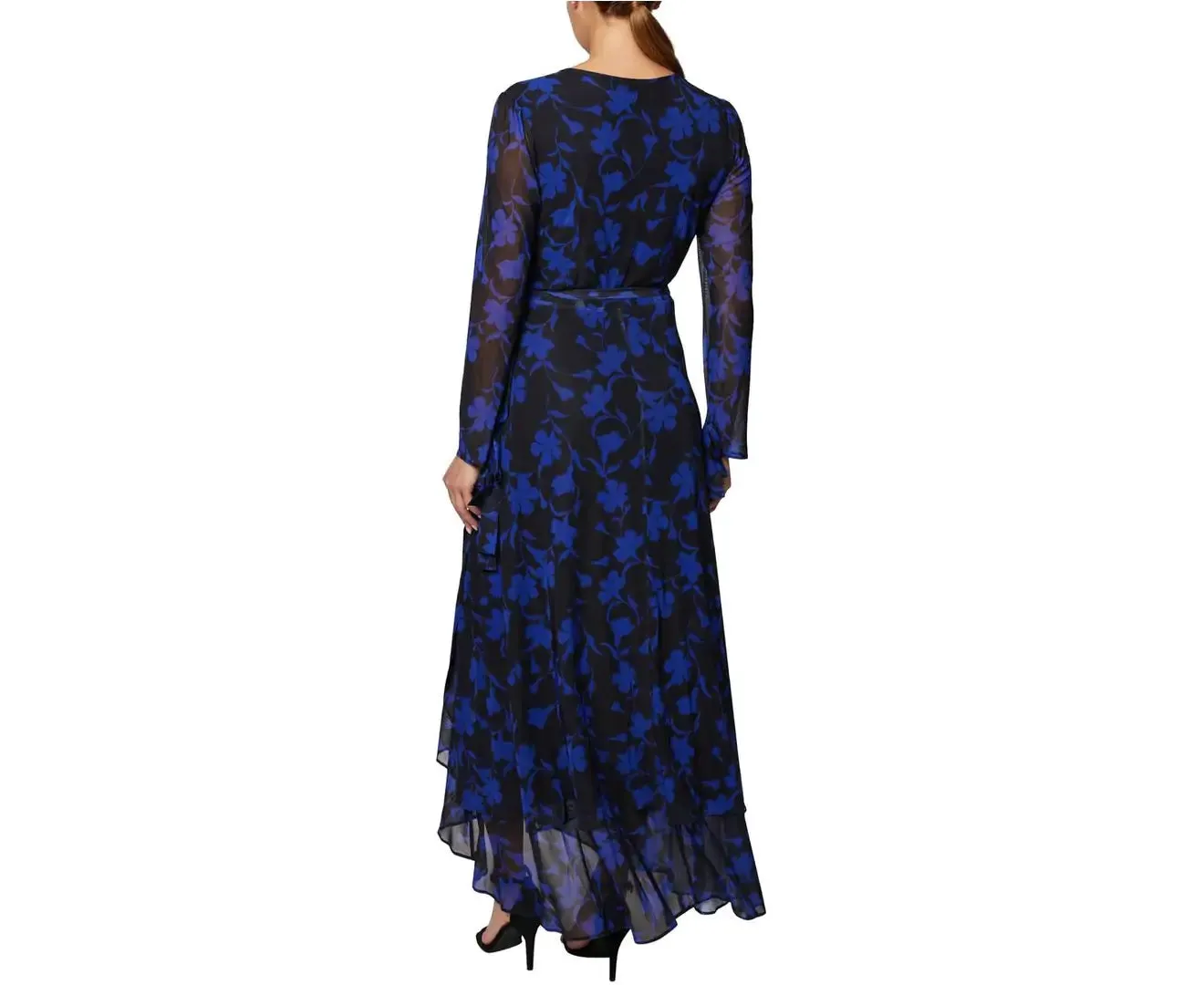 LAUNDRY By Shelli Segal Women's Floral Black and Navy Wrap Dress