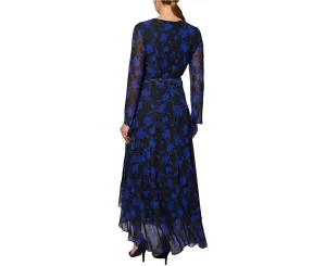 LAUNDRY By Shelli Segal Women's Floral Black and Navy Wrap Dress