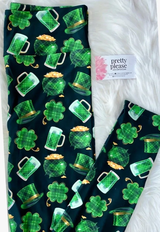 Lucky Pot of Gold Shamrock SOFT Leggings OS TC Plus rts St Patricks Day