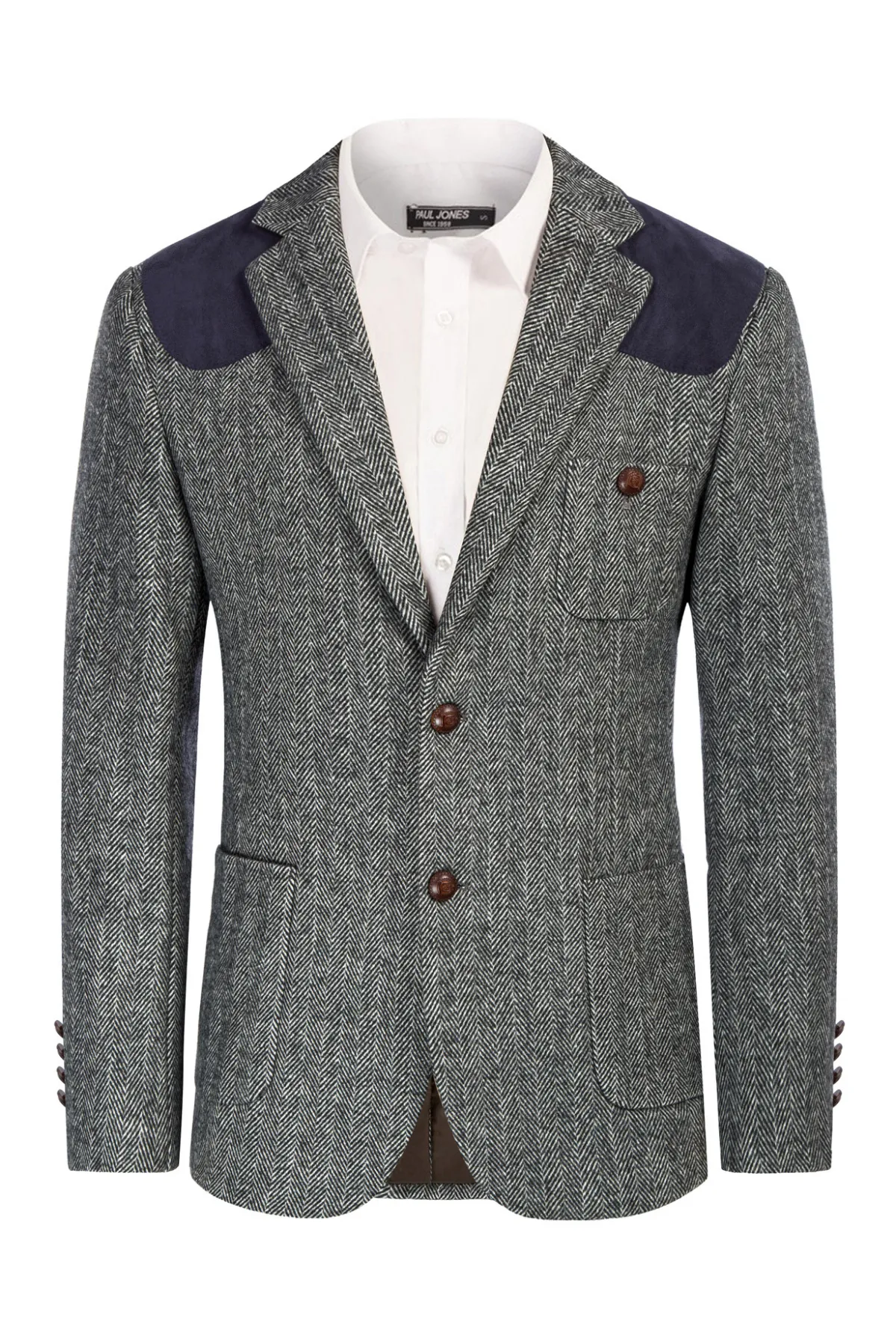 Mens British Wool Blend Suit Two Button Blazer Patchwork Tweed Sport Coats