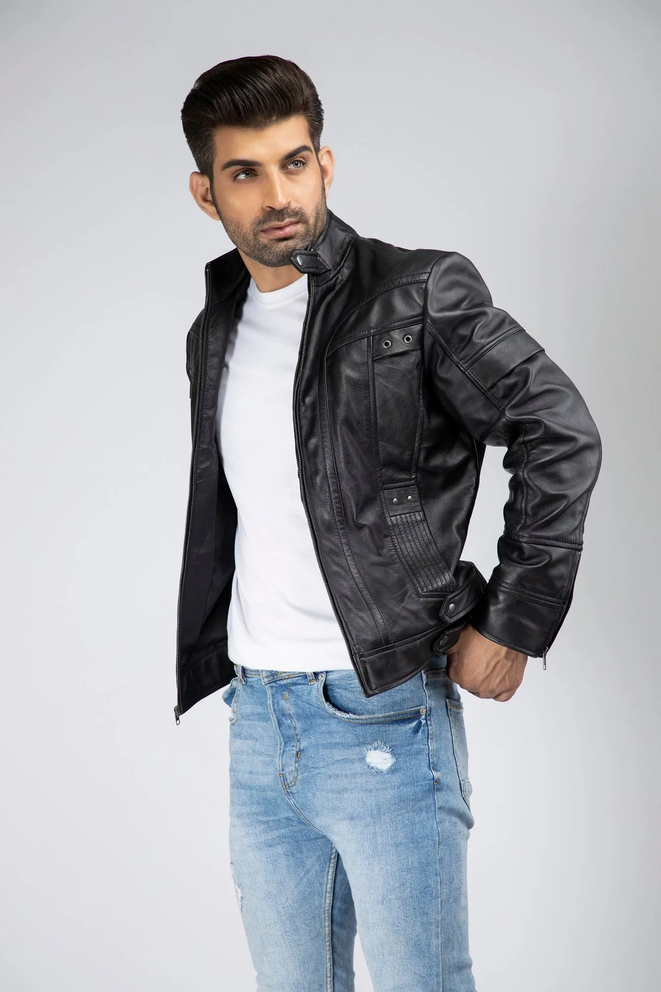 Mens Seanix Genuine Lambskin Leather Bomber Jacket