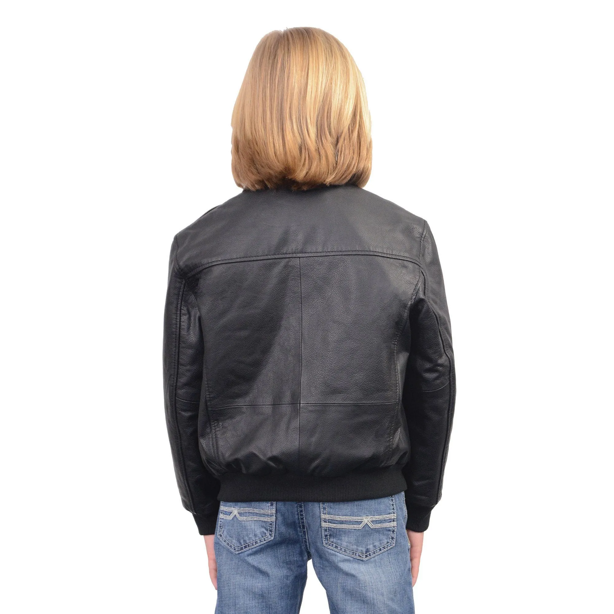 Milwaukee Leather-LKK1930-Youth Size  Black Leather Bomber Jacket