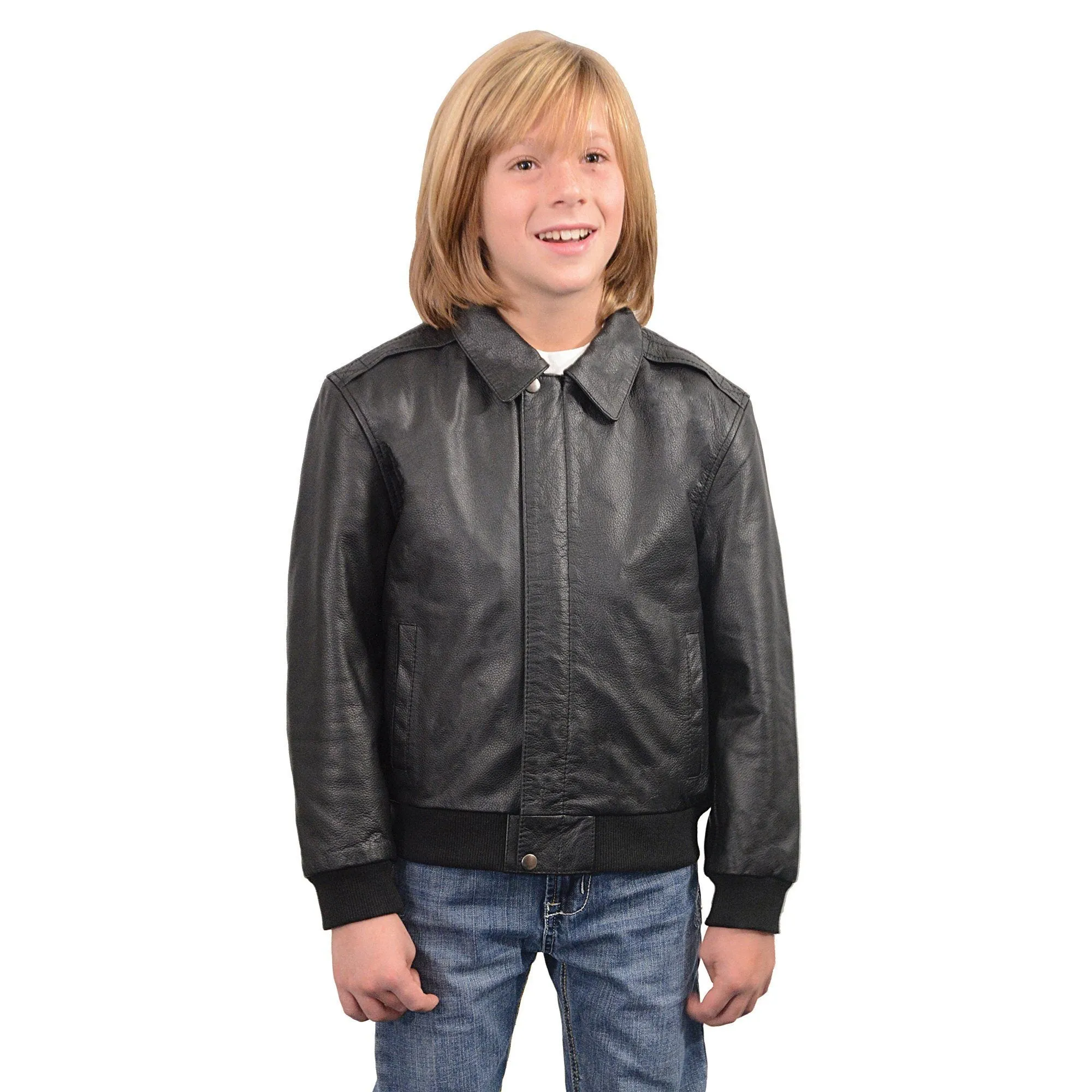 Milwaukee Leather-LKK1930-Youth Size  Black Leather Bomber Jacket