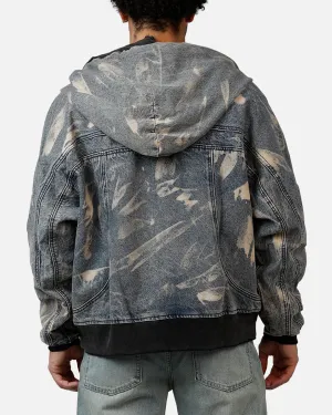 MNML Double Denim Hood Bomb Jacket Blue