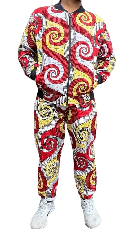 Multicolor African Print Tracksuit Mens Sweatshirt Joggers