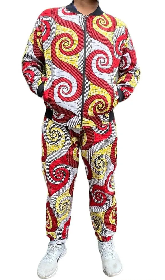 Multicolor African Print Tracksuit Mens Sweatshirt Joggers