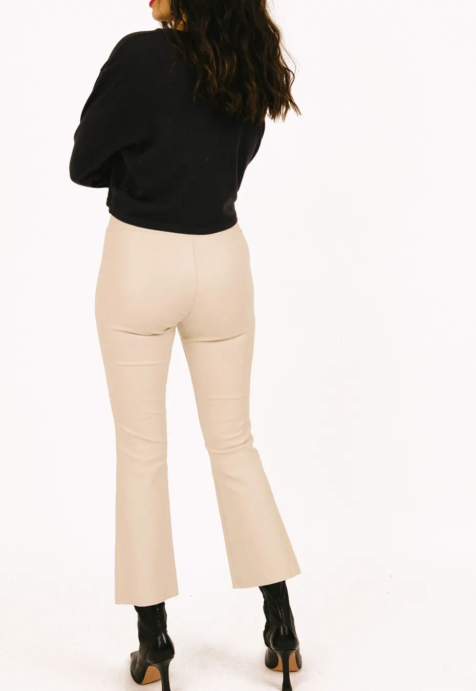 Off White Crop Flare leather legging