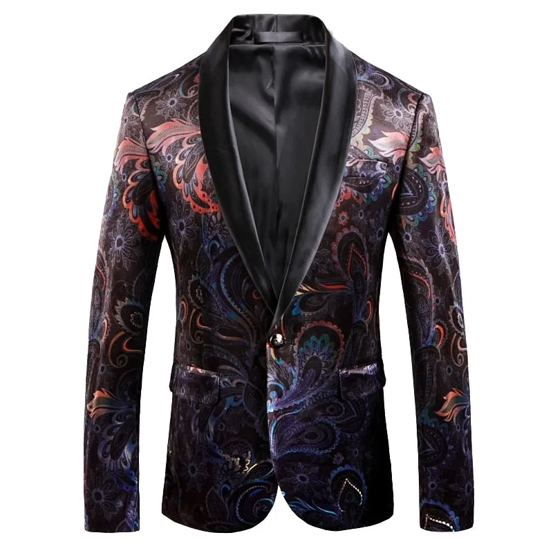 Paisley Mix Art Fancy Men Velvet Blazer