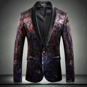 Paisley Mix Art Fancy Men Velvet Blazer