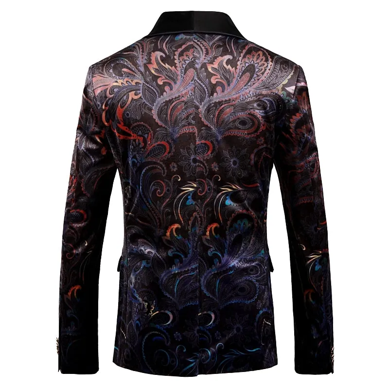 Paisley Mix Art Fancy Men Velvet Blazer